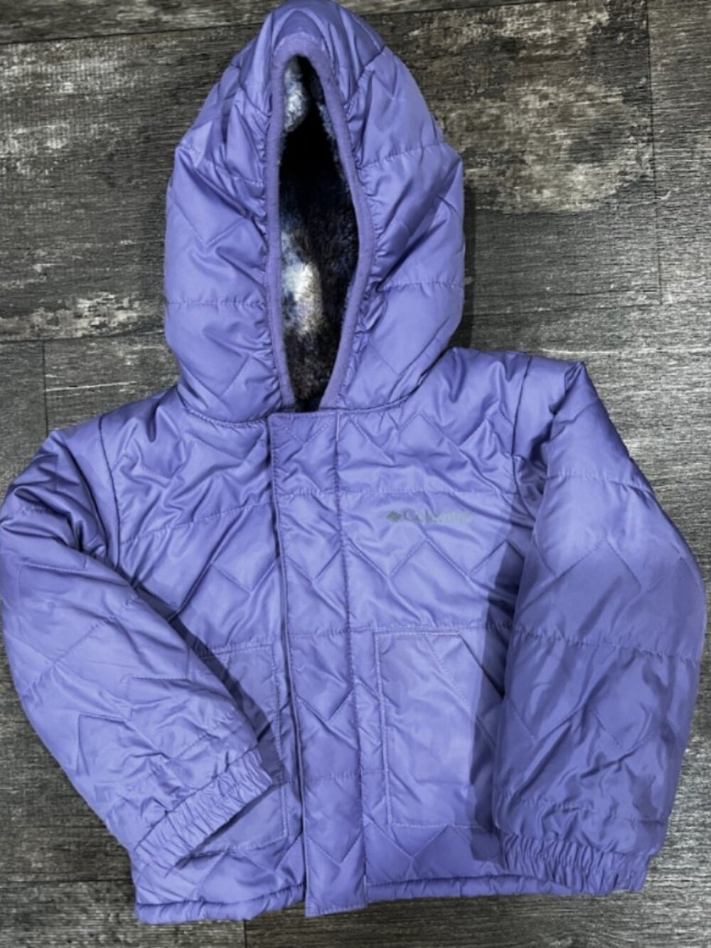 Columbia Toddler Double Trouble Reversible Jacket Purple Plaid Fleece